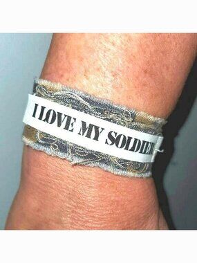 Camo Jewelry Bracelet I Love My Soldier Army Green